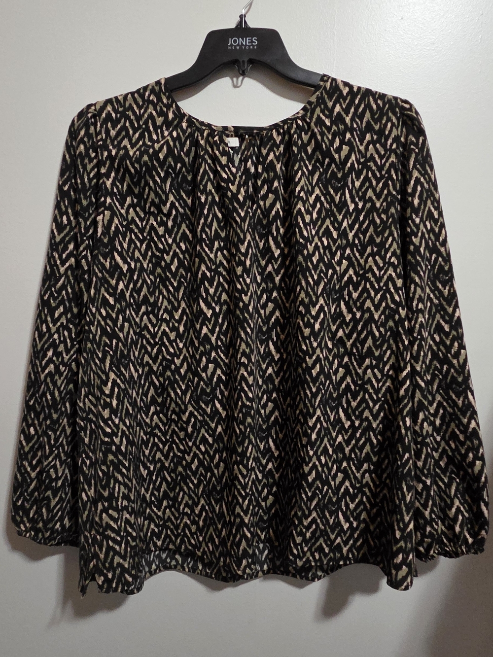 Maurices Black, Pink, and Beige Printed Long-Sleeve Blouse